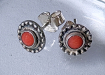 925 sterling oorknopjes bloedkoraal1