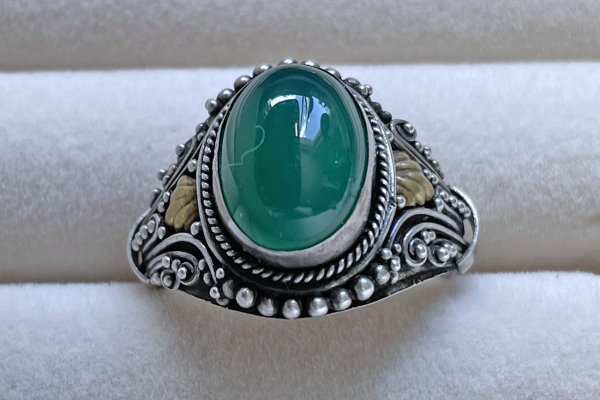 Zilveren 925 Ring met Groene Onyx Steen