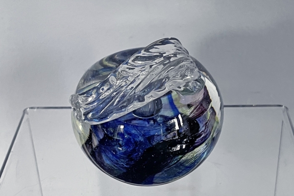 Blauw Glas/Kristal Appeltje, Czech, ExBor