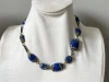 art deco ketting kobalt blauw glas kralen 1