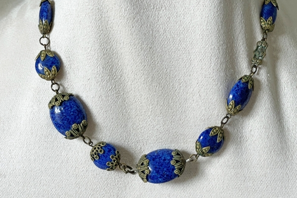 Art Deco Ketting met Blauwe Stenen