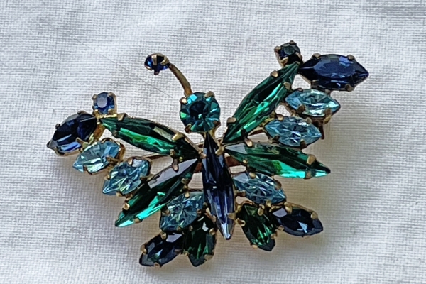 Vintage Vlinder Broche met Steentjes