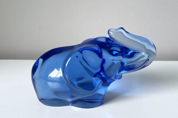 Zware Blauw Glazen Olifant