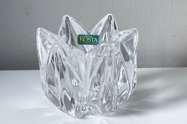Midcentury, Kosta , Waxinelichthouder, Crystal Rose, Rolf Sinnemark,Sweden