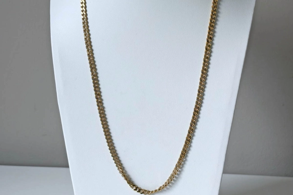 Goudkleurige Platte Schakelketting met Gourmetsluiting
