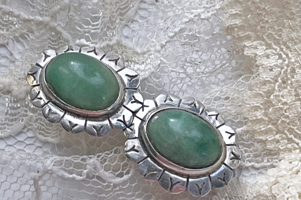 Zilveren Art Deco Broche met Jade