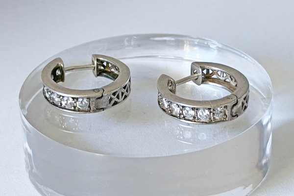 Zilveren 925 Creolen (Huggie) met Zirkonias