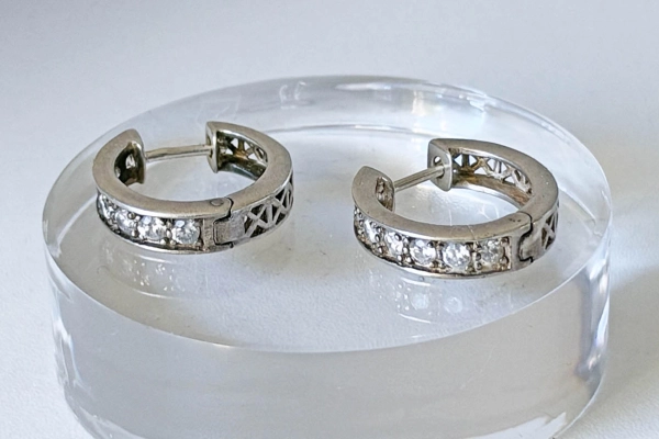 Zilveren 925 Creolen (Huggie) met Zirkonias