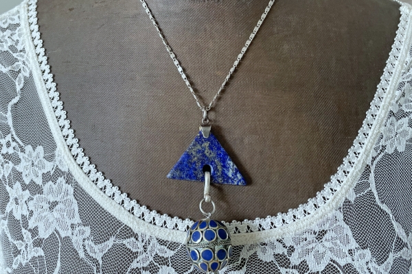 Zilveren Ketting met  Bijzondere Hanger Lapis Lazulli/Zilver