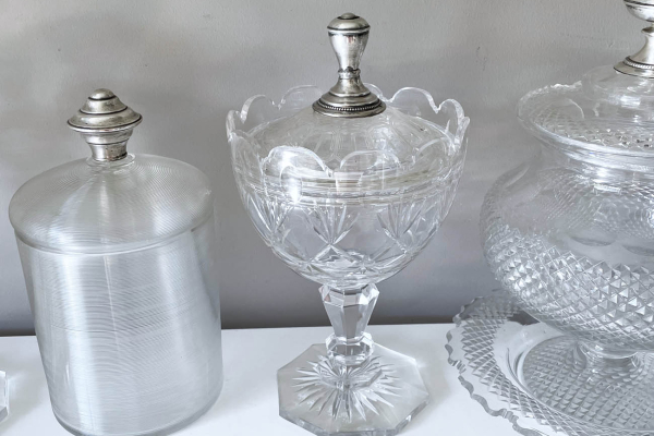 Zware Kristallen Gembercoupe , Deksel met Zilveren Knop