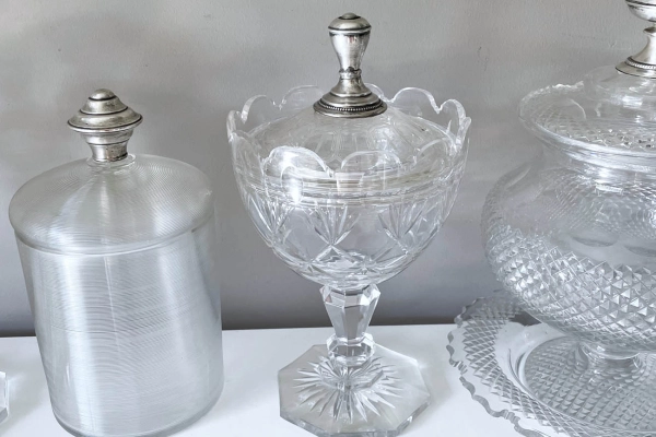 Zware Kristallen Gembercoupe , Deksel met Zilveren Knop