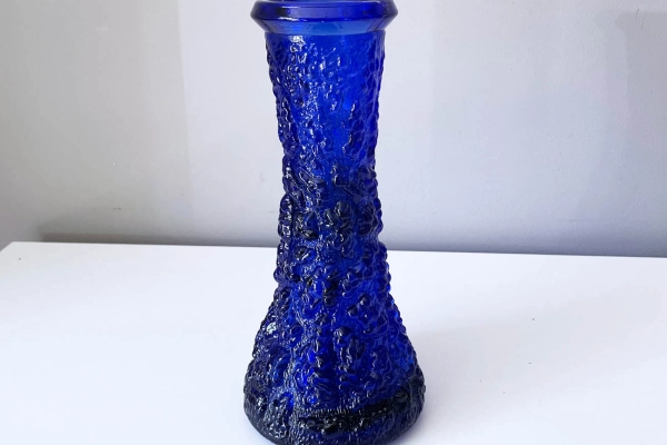 Vintage Kobaltblauwe Glasbruk , Vaas, Lars Hellsten