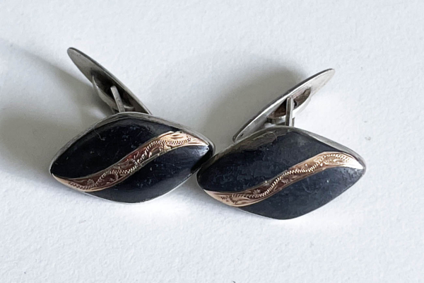 Zilveren  Machetknopen met Gouden Randje