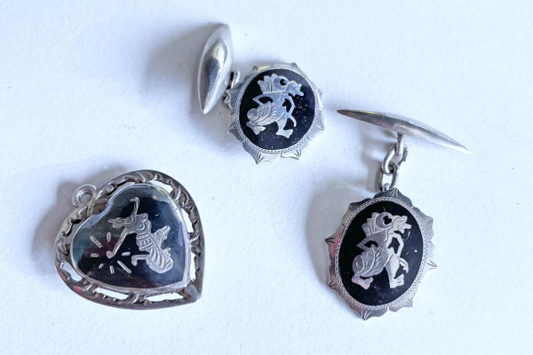 Zilveren Wajang Manchetknopen en Hangertje