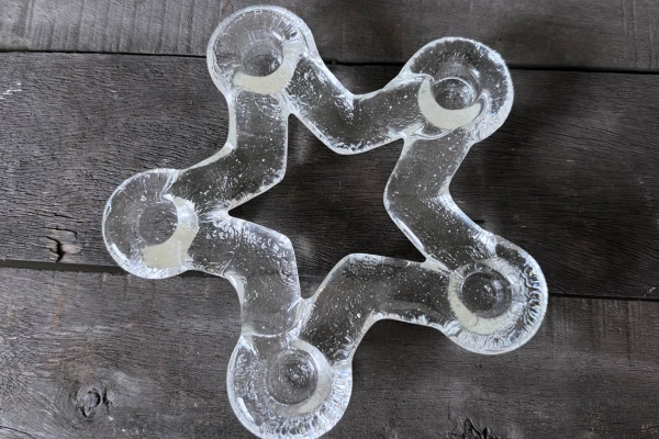 Midcentury Glazen Ster Kandelaar , Staffan Gellerstedt, Pukeberg Sweden.