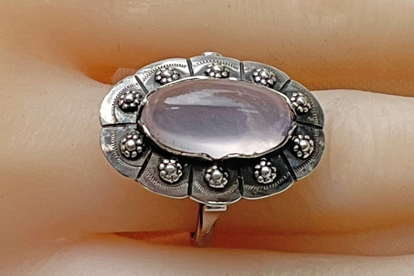 Zilveren Ring met Rozenkwarts Steen