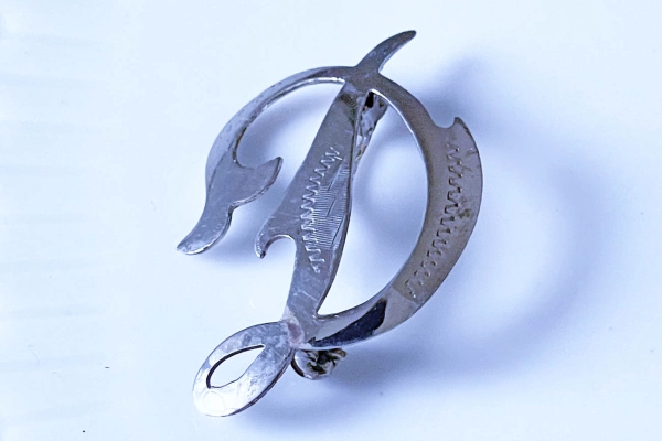 Zilveren -D- Broche 