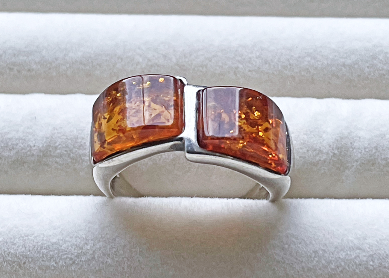 zilver met amber ring 921